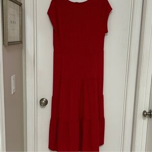 Tommy Hilfiger Red with small black polkadots Midi Dress high/ Lo